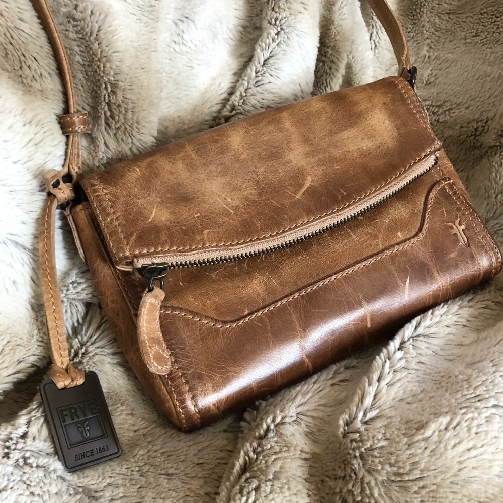 Frye Distressed Leather Purse - Chestnut Brown